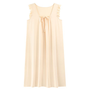 Miiow | Pure Cotton Nightgown Womens Style Summer 2025 New Beautiful Outdoor Wearable Ladies Sleepwear Strap Design Comfortable Home Leisure