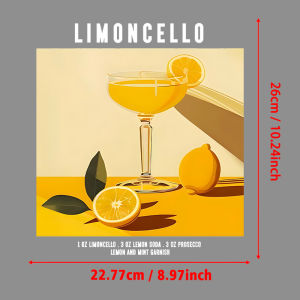 Limoncello Cocktail Recipe Retro Art Print Transfer Patches For Clothes/Bags Sticker DIY Washable Shirt Iron-on Thermal Stickers