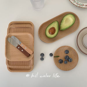 Instagram Solid Wood Fruit Commercial Cup Internet Celebrity Tray Oval Wooden Fruit Plate Rectangular Snack Scandinavian Dim Sum Plate