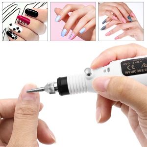 USB Electric Nail Grinder Professional Nail File Electric Nail Art Drill File Machine Kit DIY Nail Art Tools Exfoliating Mini Manicure Machine Polishing Removal Nail Grinder