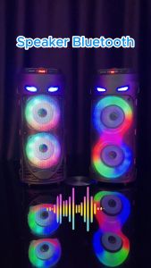 Speaker Bluetooth Karaoke Super Bass Portable 2 Mikrofon Kabel Salon Aktif Full Bass Besar 4 inch X2