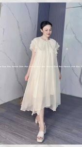 Đầm bầu xinh đi tiệc đi chơi đi làm đều đẹp ( HANNA 40-60KG) - Váy bầu voan tơ 2 lớp cao cấp fom dài qua gối mềm mát