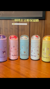 [SG Seller] Sanrio Cartoon Character Hello Kitty Melody Cinnamoroll Pompompurin Stainless Steel Vacuum Insulated Water Bottle Drink Thermal Flask