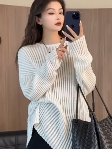 💥[A501] Áo len dệt kim Montoghi LƯỚI ĐAN DỌC ĐƠN GIẢN phom rộng đi biển cá tính - L2M