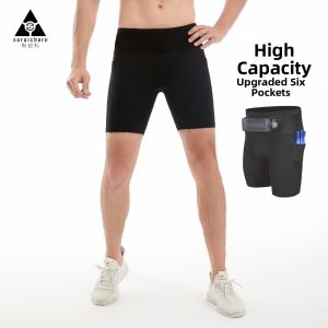 Mens Quick Dry Compression Tights Yoga Fitness Cycling Marathon Running Short Pants Four-Fifths Length Athletic Wear