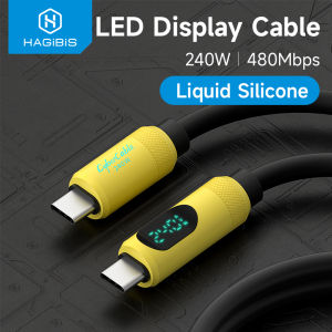 Hagibis USB C to USB C Cable with LED Display Type C Fast Charger Cable PD 240W Charging Cord for iPhone 16 17 Pro Macbook Pixel