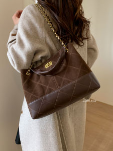 Large Capacity Diamond Grid Snakeskin Bucket Bag 2025 New Womens Fashion Versatile Commuting Diagonal Bag Soft PU Leather