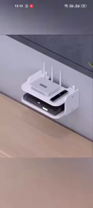 Wall Set Top Box Rack Punching Wooden WIFI Router Shelf Set Top Box Bracket Storage Box Double Layers Floating Shelf 