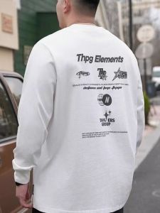 Áo Thun Cotton Dài Tay Rộng Rãi Cho Nam Mùa Xuân 2025 Phong Cách Mới in Họa Tiết Thường Ngày Không Cần Ủi