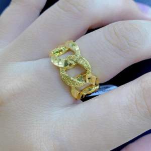 Nhẫn xích chạm lớn nhỏ mạ vàng Kami trang sức sỉ