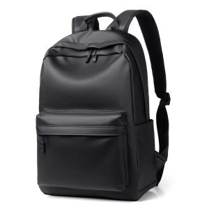 New Fashion Men PU Leather Backpack Black School Bags for Teenager 15.6 Inch Laptop Backpacks Mochila Masculina High Quality