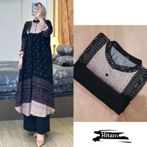 Setelan Tunik Tania Rayon Diamond Busui Kancing
