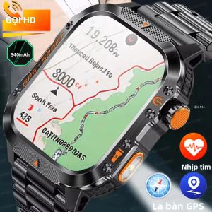 Đồng Hồ Thông Minh GPS Bluetooth Gọi Điện Năm 2025 Dành Cho Nam Màn Hình AMOLED Thể Thao Ngoài Trời Pin 540mAh Đo Nhịp Tim Quân Sự Chống Nước 3ATM Tích Hợp La Bàn