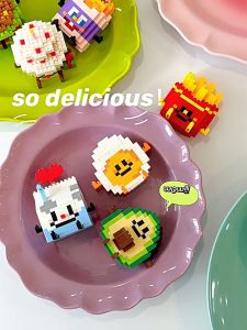 Fruit Party Building Blocks - Watermelon Durian Fruit Handicraft Desktop Mini Ornaments Educational Toys for Kids Birthday Christmas Gift Compatible with LEGO Micro Particle Building Bricks Mainan Budak Perempuan Lelaki 兼容乐高微颗粒积木儿童益智玩具水果桌面小摆件