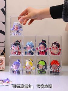 Box Display Figure Pop Mart & Rak Display Penyimpanan Boneka Tunggal Model Transparan Tahan Debu