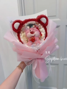 Ready Stock Lotso Babys Breath Graduation Bouquet | Cute Bear Plush Gift | Graduation / Birthday Bouquet