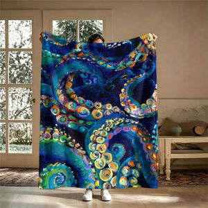 BILIBILI | Ocean Whale Floral Collage Flannel Blanket Perfect for Sofa Office Bed Travel Sleep Read Relax Camping Four Season Use