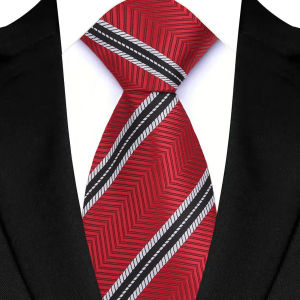 Classic Jacquard Striped Plaid Paisley 8cm Polyester Red Color Wedding Tie Formal Necktie Accessories Gift Neck Tie For Men