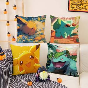 Bandai | Pokemon Mimikyu Anime Plush Pillow Cover Soft Short Plush Cushion Cover For Sofa Bedroom Living Room Home Decor Gift