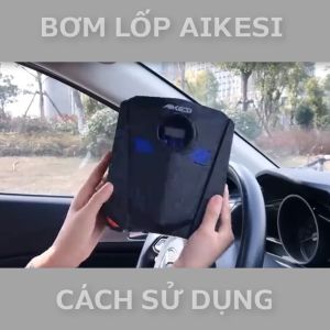 Bơm lốp ô tô xe máy AIKESI điện tử tự ngắt (Bảo hành 6 tháng) tặng kèm 4 năp van