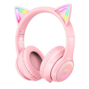 ONIKUMA | Tai Nghe Chơi Game Onikuma B90 Tai Mèo Hồng RGB Bluetooth 5.0 Không Dây Thiết Kế Gập Gọn Có Mic HD Dành Cho PC Laptop Điện Thoại - Có Tùy Chọn Không Dây Và Có Dây