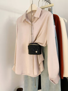 เสื้อเชิ้ตผู้หญิงแขนยาวทรงตรงคอโปโลผ้าฝ้าย 25-29 ปี ฤดูใบไม้ร่วง 2024 กระดุม ดีไซน์ใหม่ ทรงเข้ารูป เสื้อเชิ้ตแฟชั่น