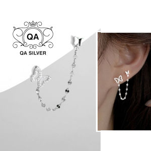 Khuyên tai bạc 925 hồ điệp xích khảm đá bông bướm S925 BUTTERFLY QA SILVER Earrings EA230301