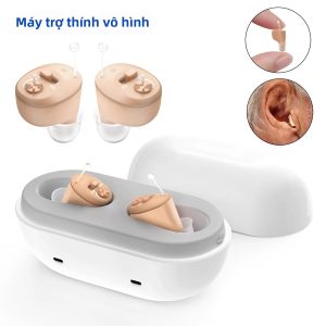 Máy Khuếch Đại Âm Thanh Không Dây Mini Có Thể Sạc Lại Máy Trợ Thính Vô Hình Dành Cho Người Già Bị Điếc - Thiết Bị Trợ Thính Di Động Có Chức Năng Khử Tiếng Ồn
