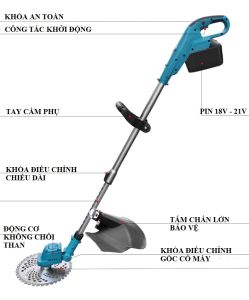 SV Máy cắt cỏ dùng pin 18V - 21V động cơ không chổi than cao cấp (dùng chung pin Makita)