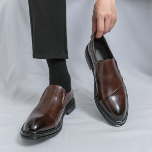 British Style Mens Slip-On Shoes Wedding Formal Business Sharp Head Casual Leather Shoes OCEANIA ROO Fashionable Oxfords