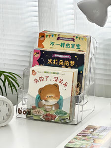 Acrylic Desktop Bookshelf Childrens Picture Book Storage Box Student Desk Organizer Magazine Rack Plastic Home Storage Tools