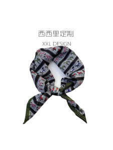 Green Velvet Square Scarf for Women with Horse Leather Buckle Korean Style Fashionable Neck Scarf to Match Suit Ins Headband