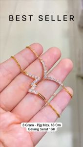 Gelang serut emas asli kadar 700 70 16k aurel V Z Fuji rantai tangan itali santa padat