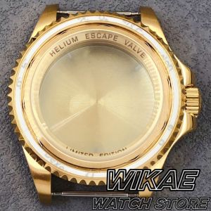 43mm Full Rose Gold Two tone Gold SEA Watch Case Sapphire Glass 10Bar Waterproof Fit NH34NH35Mingzhu2813 Miyota9015 ETA PT5000