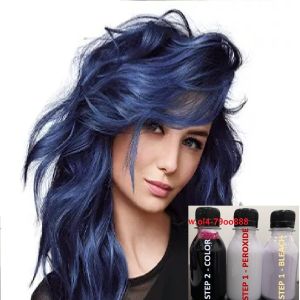 (FREE bleach set) Direct Blue Hair Color Kit (10minutes )100ml+Free Bleach&Peroxide(100ml) beru hair blue dye rambut ungu hair dye permanent dye Muslim friendly sky blue dark blue hair