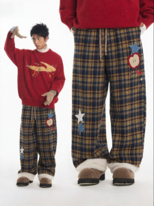 JNXS | Quần Tây In Hình Họa Tiết Flannel Plaid