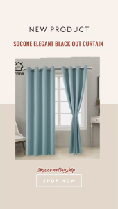 Socone Makapal Elegant Plain Blackout for Window Bedroom and Living Room Curtain with Rings