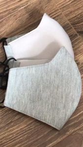 Khẩu trang vải polo màu xám trơn có dây rút điều chỉnh quai