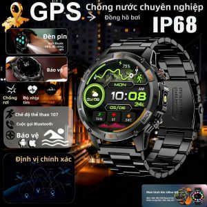 Đồng Hồ Thông Minh Quân Sự Cấp Độ 2026 Chống Nước IP68 Tích Hợp La Bàn Áp Kế Đo Độ Cao Hỗ Trợ 107+ Môn Thể Thao GPS Tích Hợp Dành Cho Nam