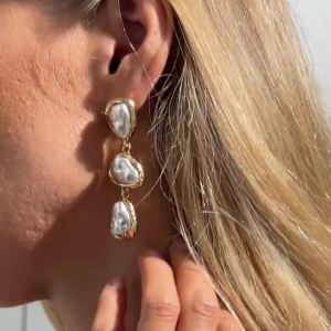 Ingemark | Ingemark Elegant Imitation Pearl Water Drop Long Tassel Earrings for Women Trend Retro Pierced Dangle Earrings Wedding Jewelry
