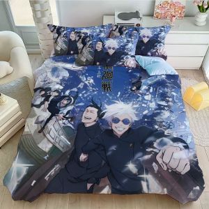 2024 New Anime Jujutsu Kaisen Bedding Set Four-Piece Student Children Bedroom Dormitory Single Bed Three-Piece Set Cartoon Style