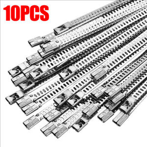 10Pcs Stainless Steel Self Locking Cable Ties Reusable Heavy Duty Cables Tie Organizer Multifunction Zip Tie Fastener