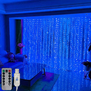 8 Modes Curtain String Lights USB Christmas LED Light Decor New Year Christmastide Valentines Day Indoor Bedroom Wedding Party