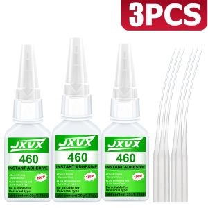 LOOLIFL | 460/480 Black/Clear Super Glue Instant Quick-drying Black CyanoacrylateThick Adhesive Specially Formulated for Rubber Leather Tires and Plastics Strong Bond Liquid Glue Tool 8PCS.