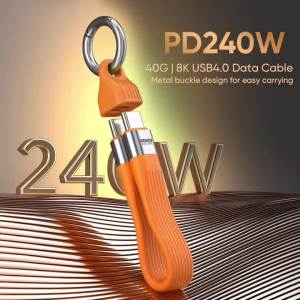 USB4.0 USB-C to Type-C 240W 40Gbps Cable Keychain PD3.1 5A 8K 60Hz Data Cord For TV Laptop Tablet MacBook Video Transmission