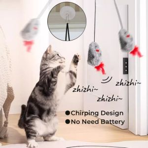 ของเล่นหยอกหนูของเล่นแมวแบบโต้ตอบสำหรับอุปกรณ์เสริมสำหรับแมวอุปกรณ์สัตว์เลี้ยงของเล่นแบบมีเสียงสำหรับหนูร้องแบบใช้แขวน