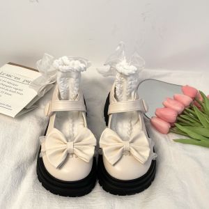 Cute Mary Jane Shoes Womens Spring 2024 Thick Bottom Flats French Bow Knot Casual Fashion Single Shoes Japanese JK Uniform