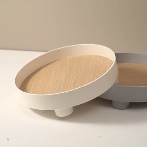 Round Tray，Modern Decorative Trays Home Decor Organizer Box Table Vase Aromatherapy Candlestick Stand Holder Round Square Storage Tray Farmhouse Coffee Table Centerpiece Decor Circle Tray
