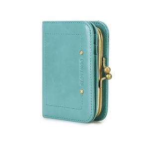 Liên hệ với của New RFID Ví nữ da thật Ví ngắn cho người phụ nữ Ví đựng xu kéo khóa khung kim loại ví đựng tiền