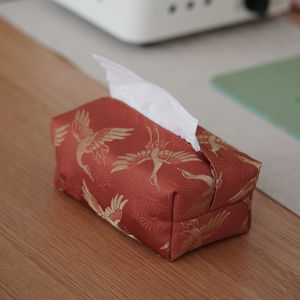 Portable Traditional Pattern Tapestry Fabric Storage Bag Handkerchief Box by Gu Yun Ju Zhi She Long Hawk Chinese Style Home Organizer